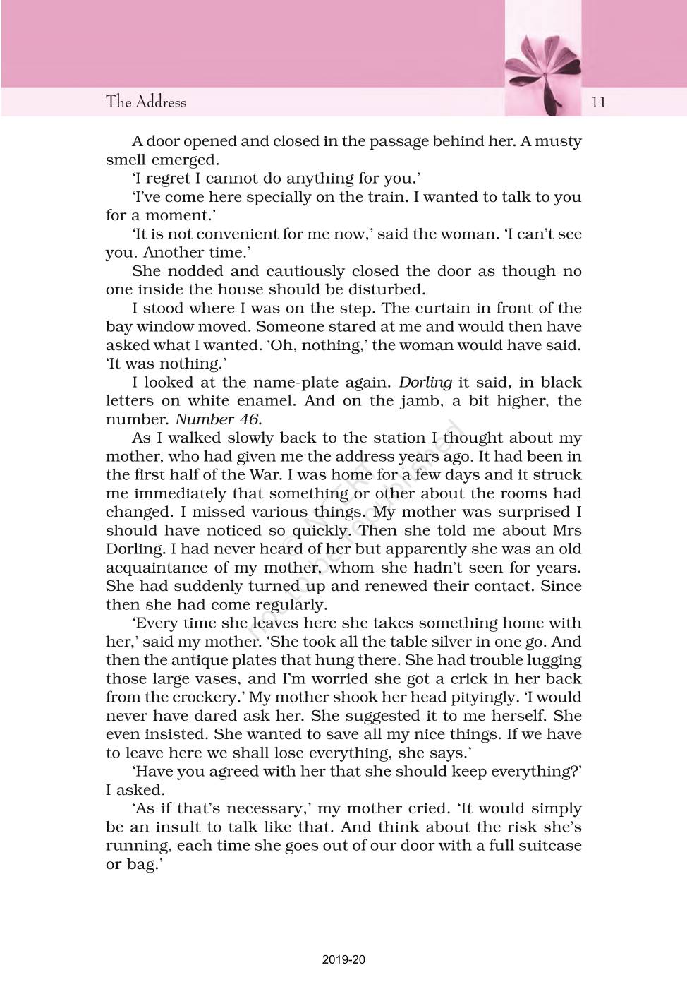 The Address NCERT Book of Class 11 English Snapshot